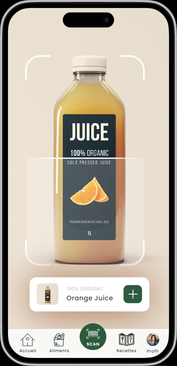 Fonction de scan de produit sur l’application Greenshelf pour ajouter un aliment à ses stocks